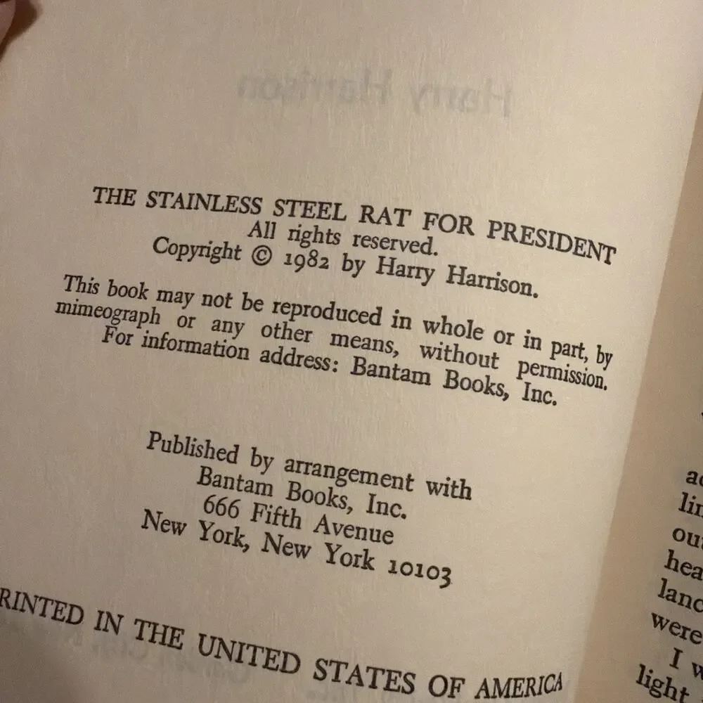 1982‎ The Stainless Steel Rat For President by Harry Harrison Very Nice Copy